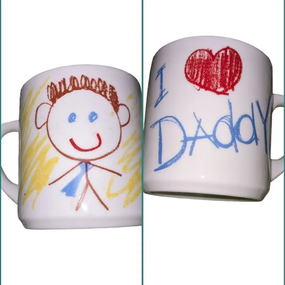Vintage I‎ love daddy crayon drawing coffee mug